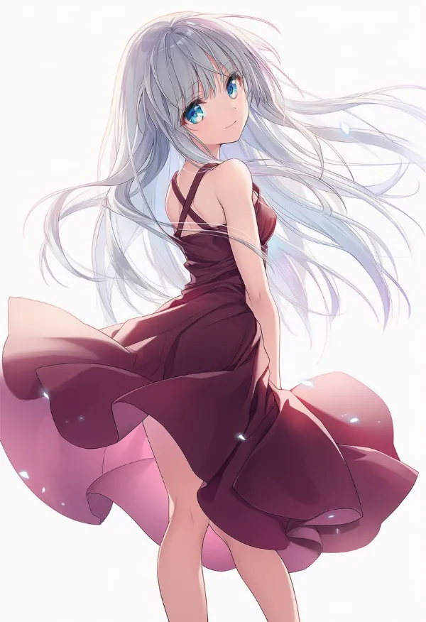 ボルドー色のドレスAIイラスト｜色指定プロンプト資料