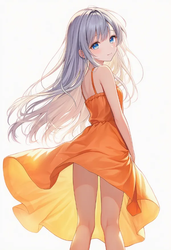 バーントオレンジのドレスAIイラスト｜色指定プロンプト資料
