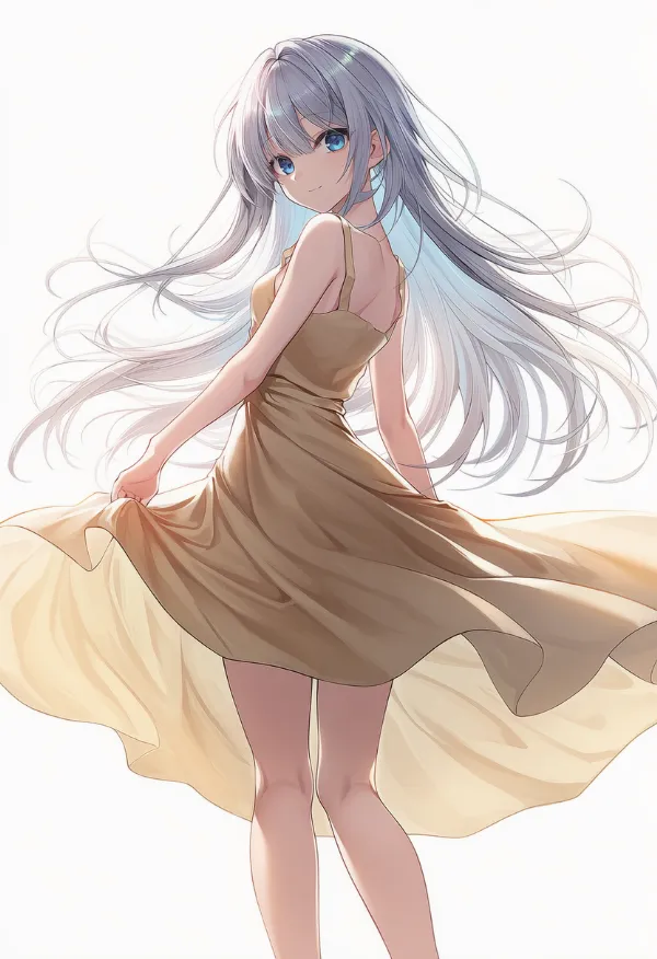 キャメルのドレスAIイラスト｜色指定プロンプト資料