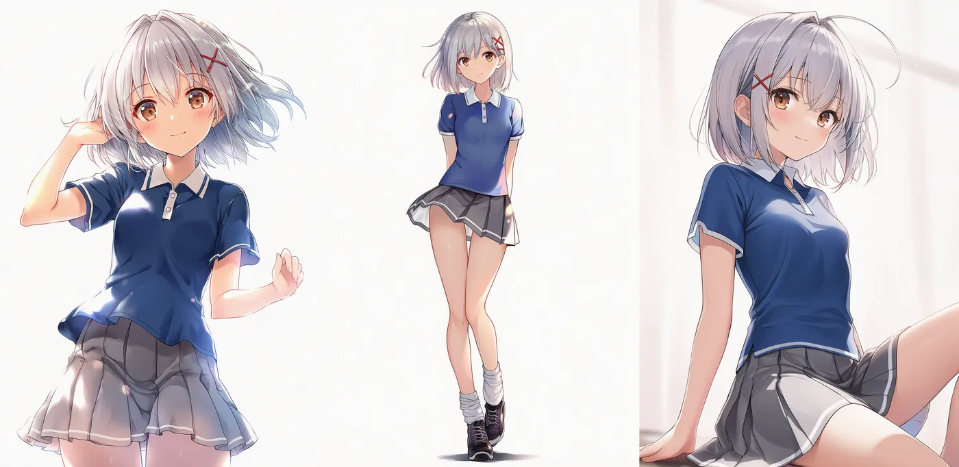カジュアル服「ポロシャツ×ボックスプリーツのトラッドMIX」プロンプト紹介