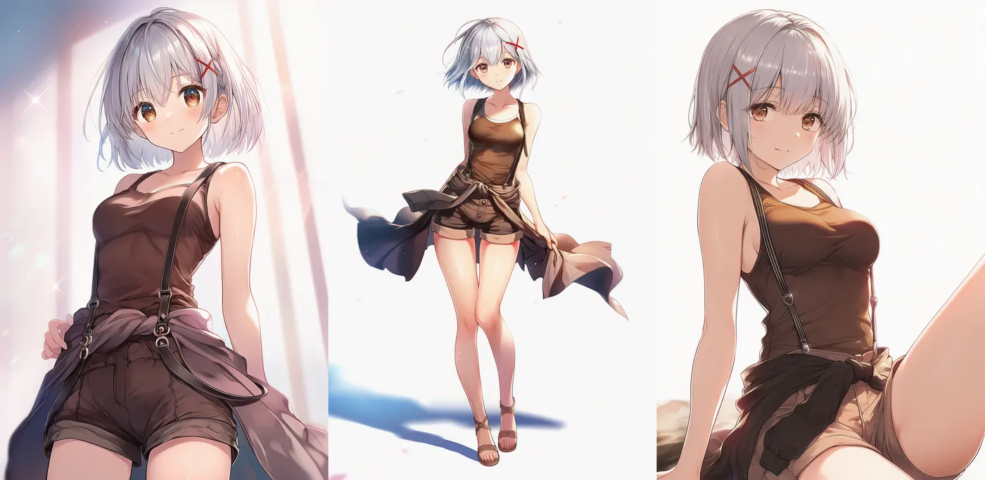 カジュアル服「ブラウンワントーンのサロペットセットアップ」プロンプト服