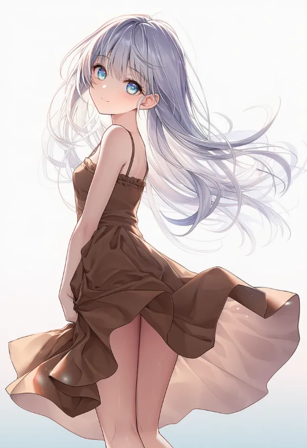 ココア色のドレスAIイラスト｜色指定プロンプト資料