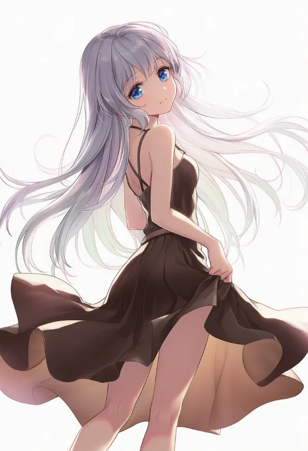 コーヒー色のドレスAIイラスト｜色指定プロンプト資料