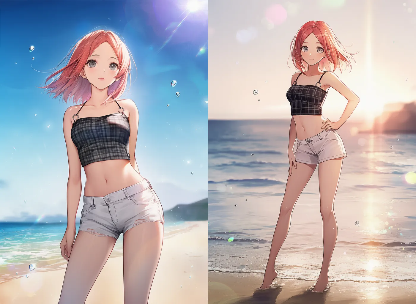 S字ポーズで立つポーズをするAIグラビアアイドル｜プロンプト紹介