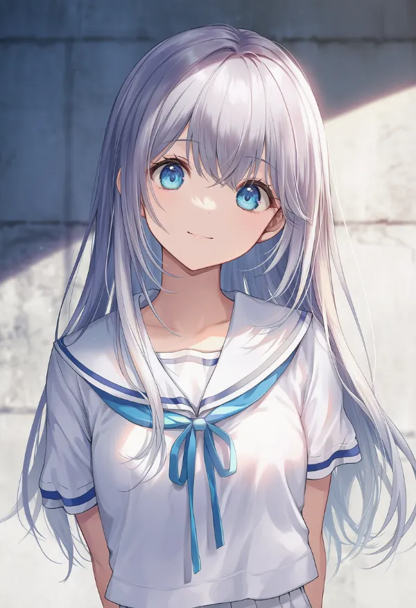 白いセーラー服を着た美少女AIイラストの作例