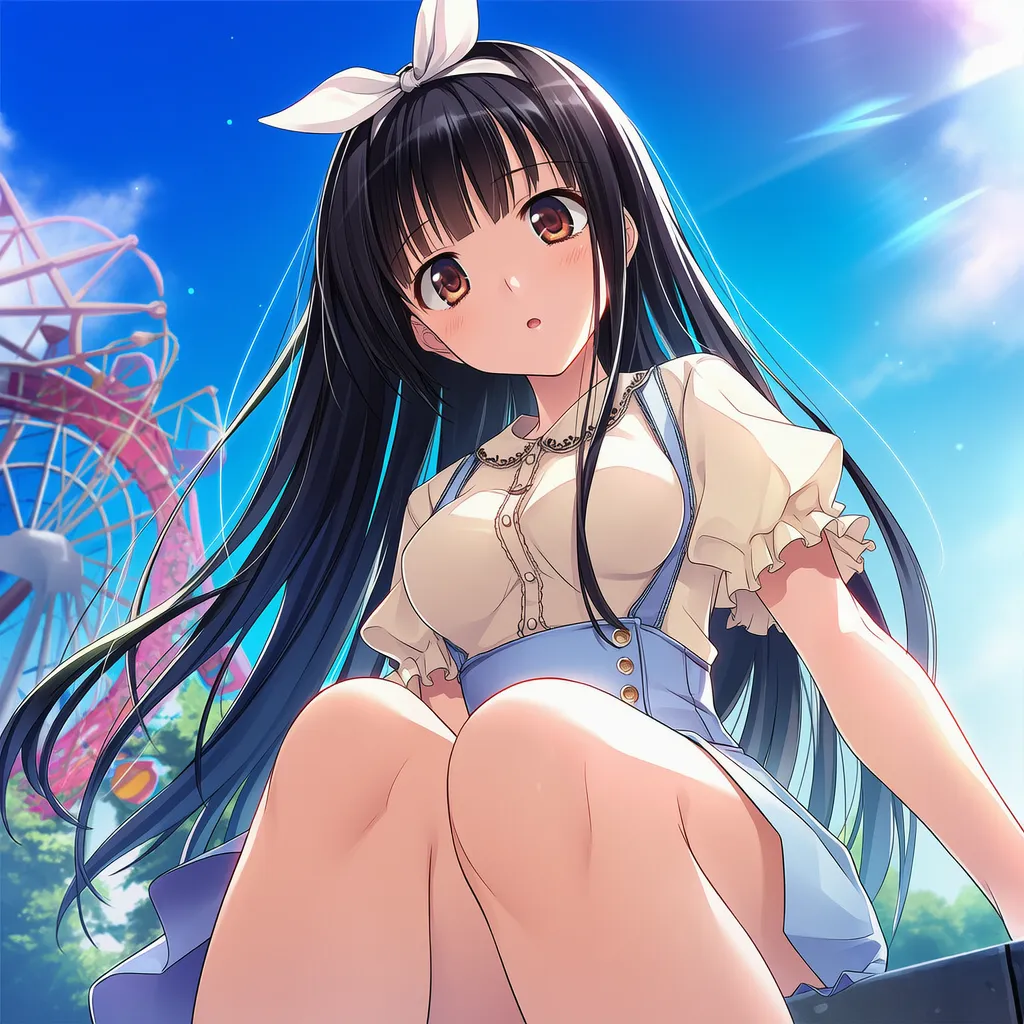 遠近法を用いて美少女の足をクローズアップさせたAIイラスト|プロンプト紹介