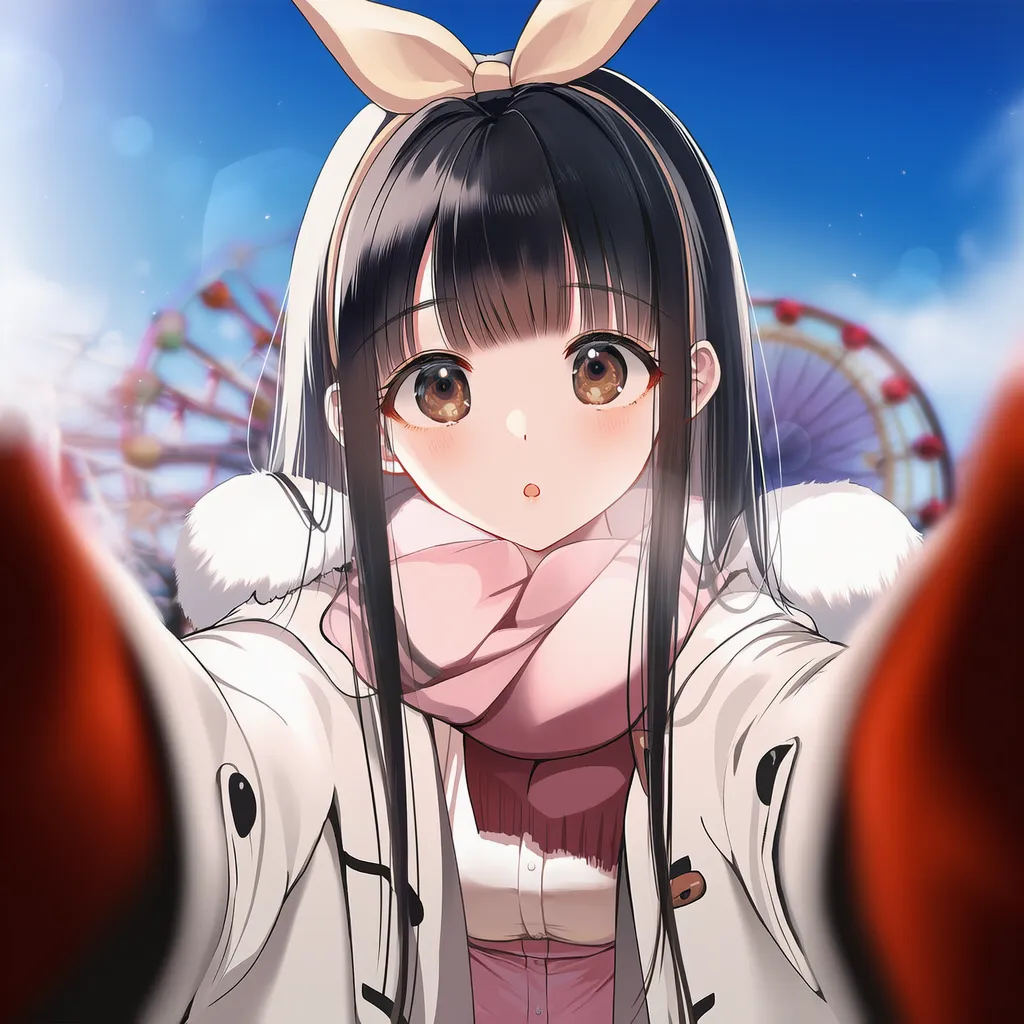 遠近法を用いて美少女が両手を伸ばす様子を表現したAIイラスト|プロンプト紹介