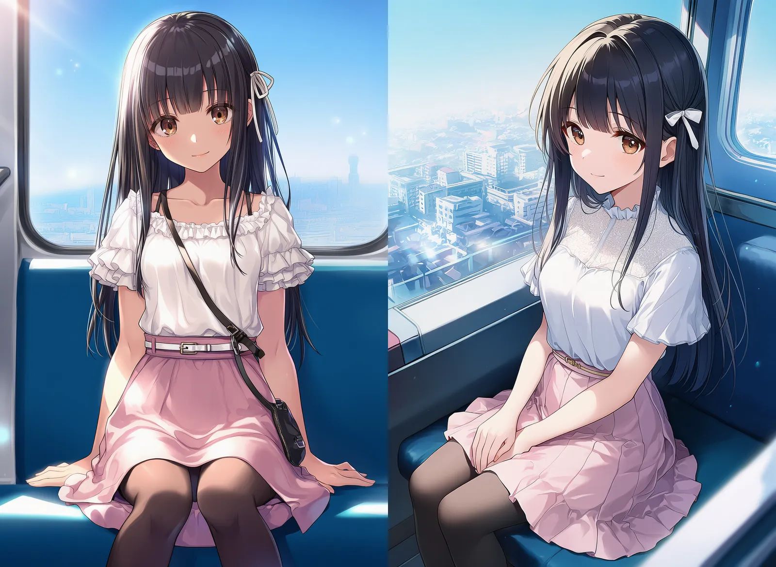 観覧車の中から見える街並みを再現した美少女AIイラスト|プロンプト解説