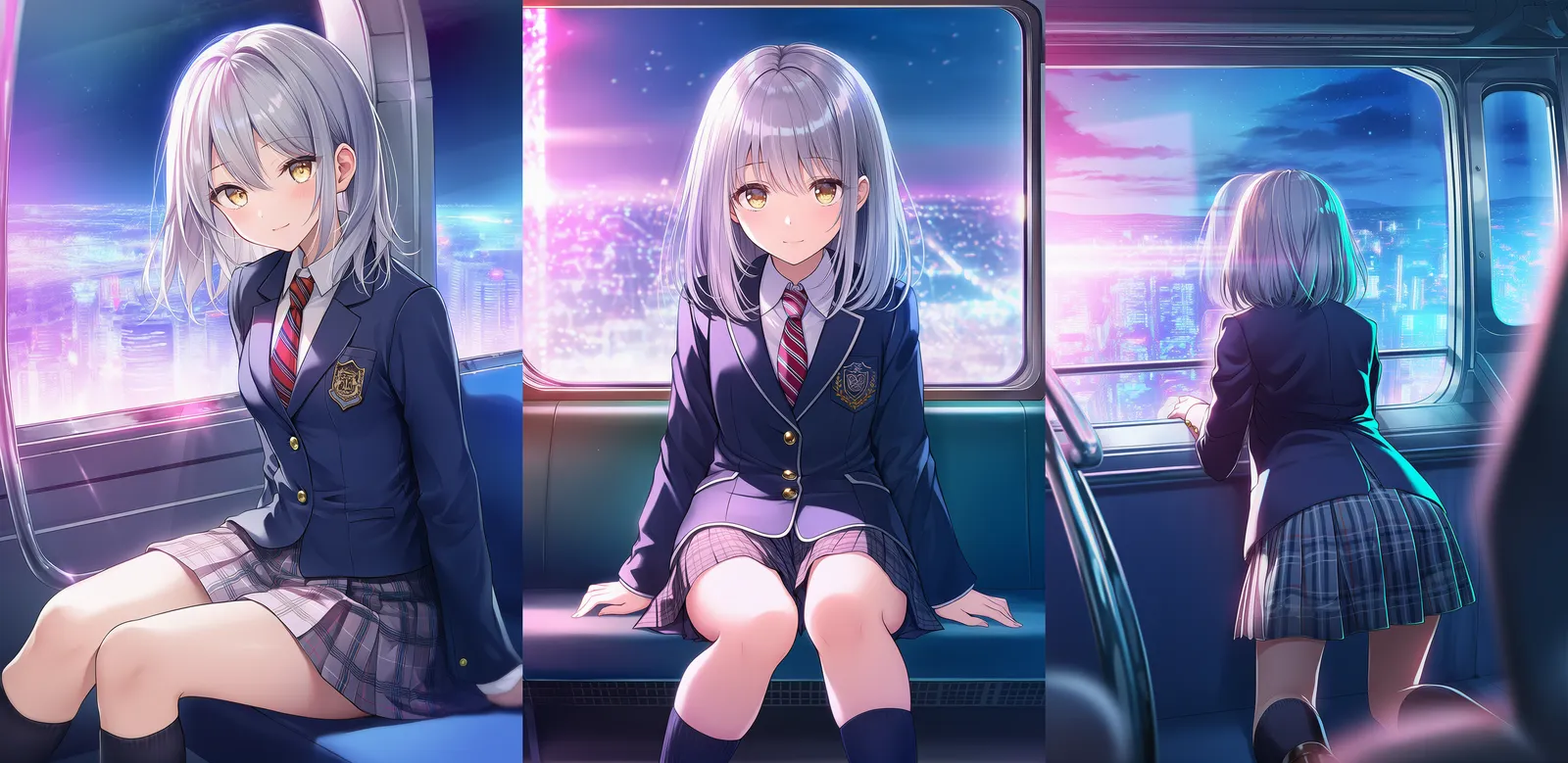 観覧車の中から夜景を描写したAIイラスト|プロンプト解説