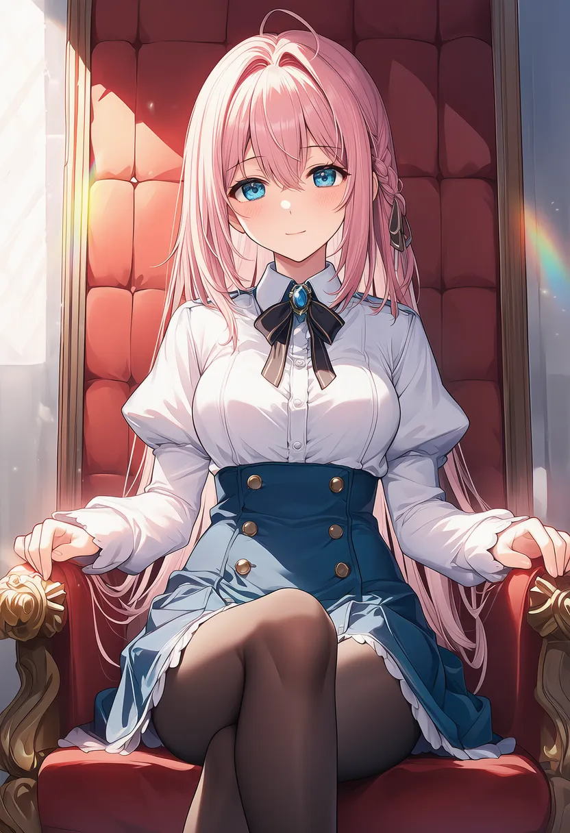 王座に座るプロンプト紹介のための美少女AIイラスト