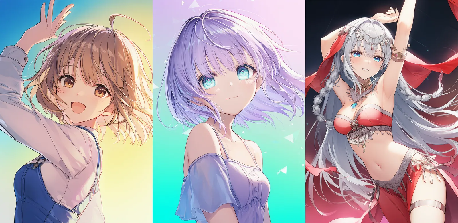 2色グラデーション背景のAIイラスト作例