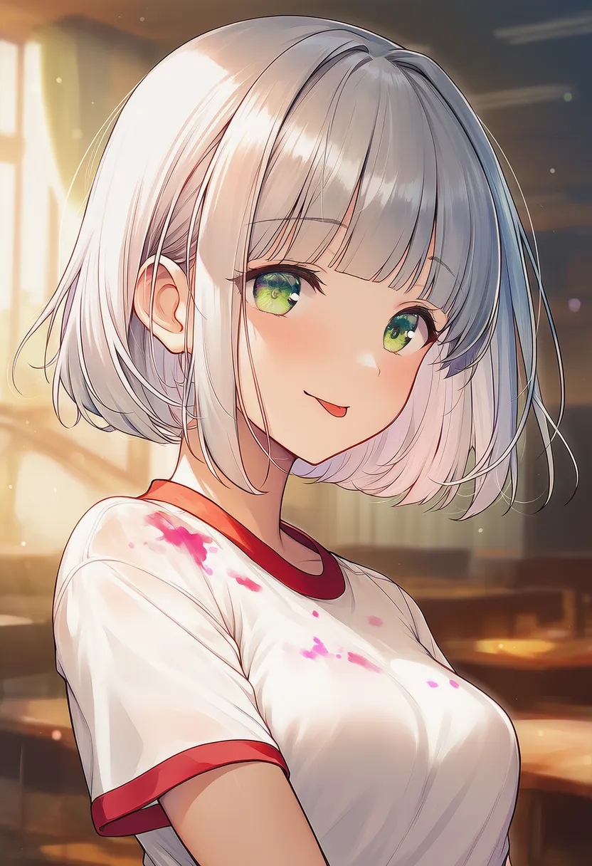 グレープジュースのしみで汚れた服のAIイラスト作例|プロンプト紹介