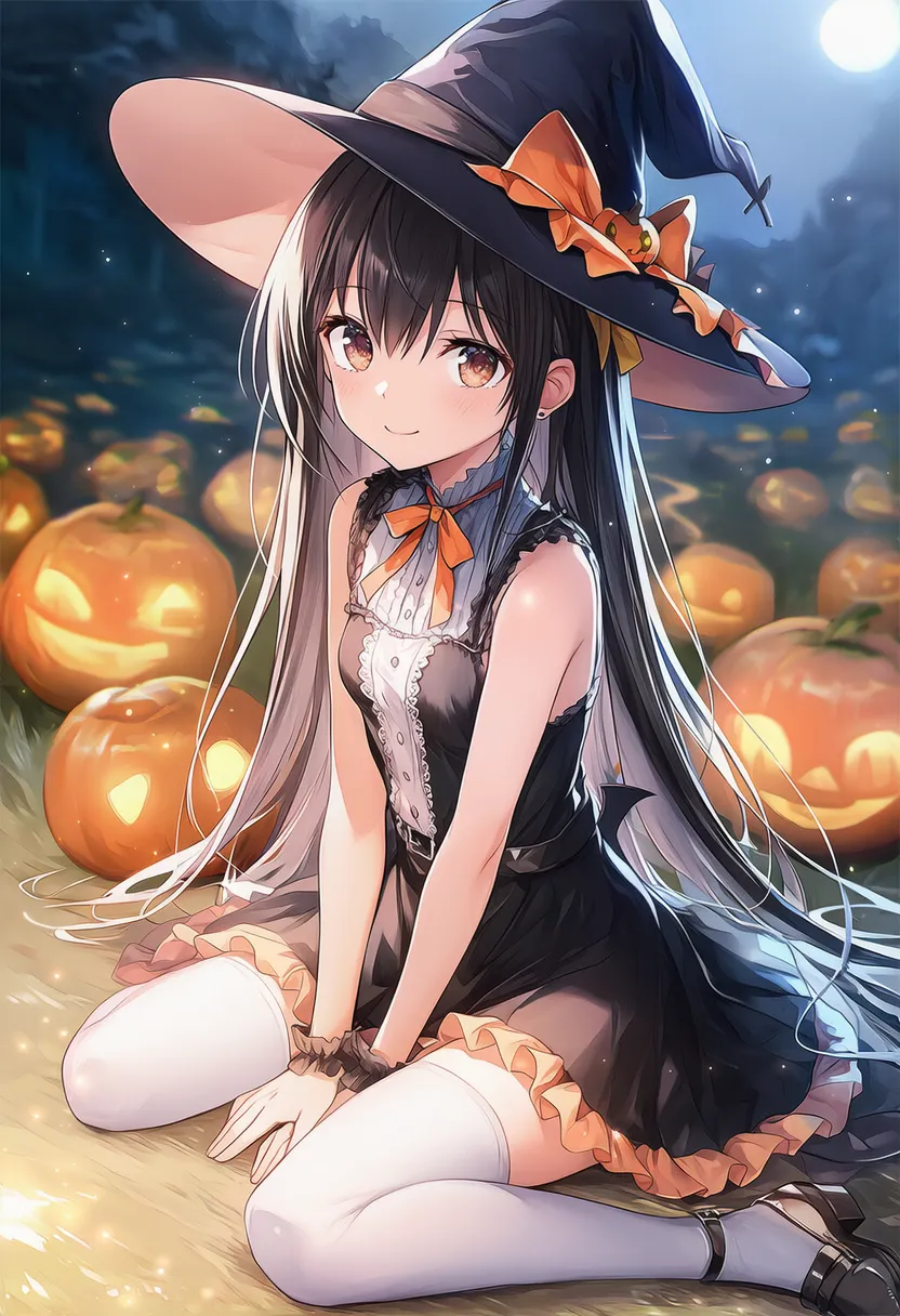 ハロウィンの背景のパンプキン畑のAIイラスト｜プロンプト紹介