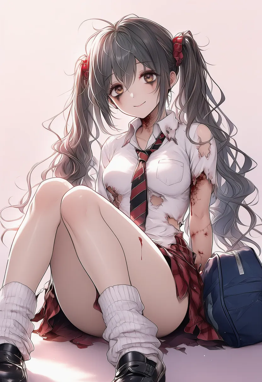 ゾンビ女子高生風｜ハロウィンコスプレのプロンプト