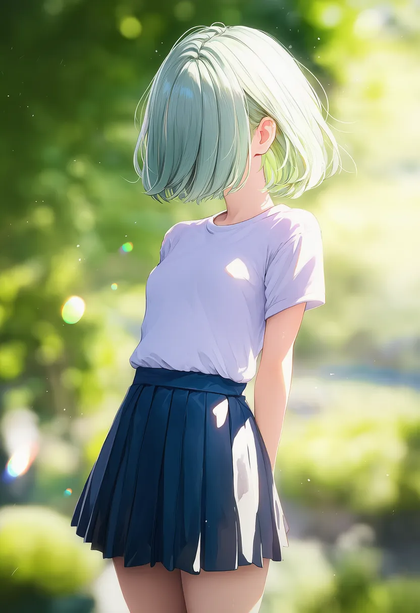 髪の毛で顔が隠されている状態のAIいラスト