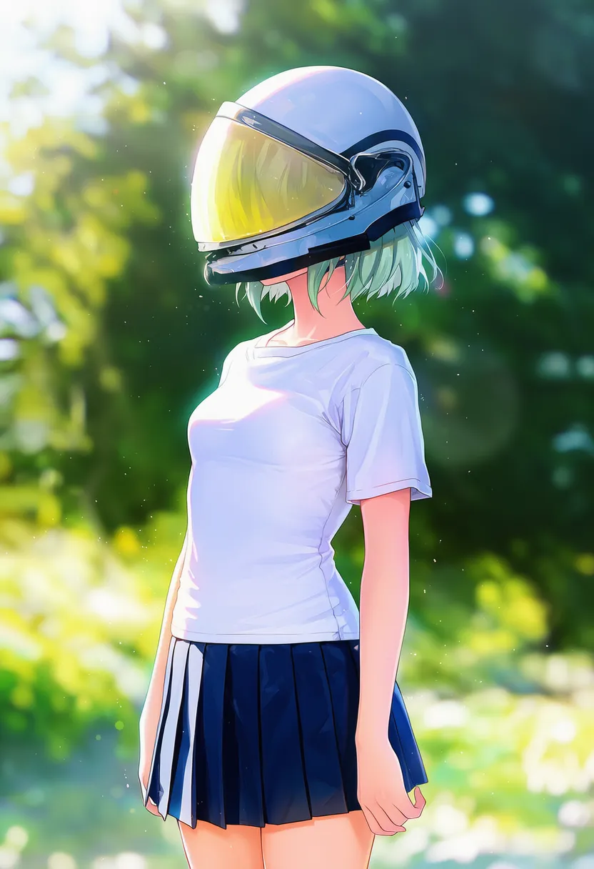 ヘルメットで顔を隠す美少女のAIイラスト|プロンプト紹介