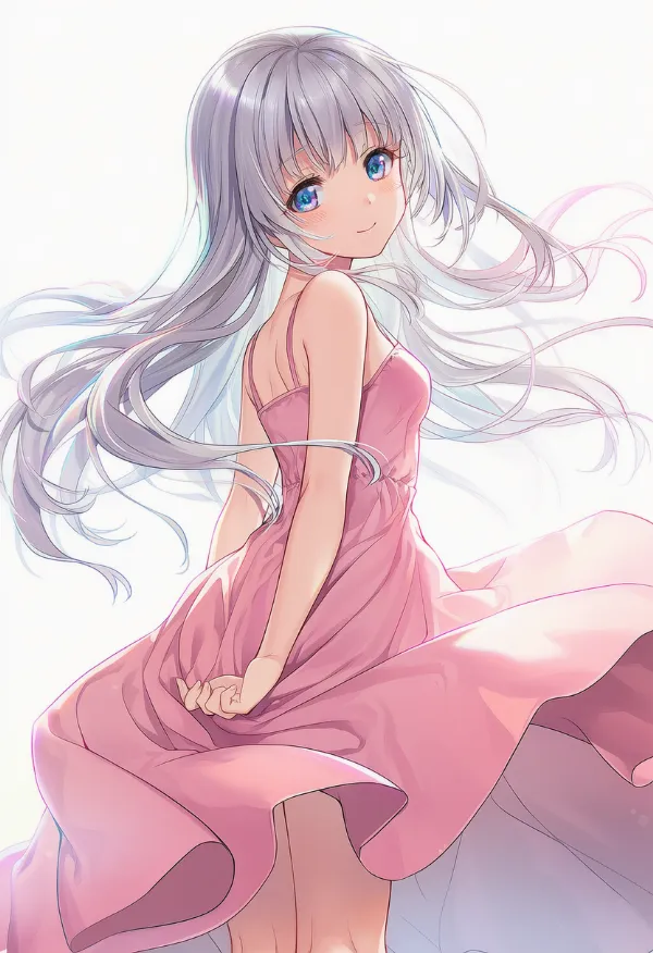 ホットピンクのドレスAIイラスト｜色指定プロンプト資料