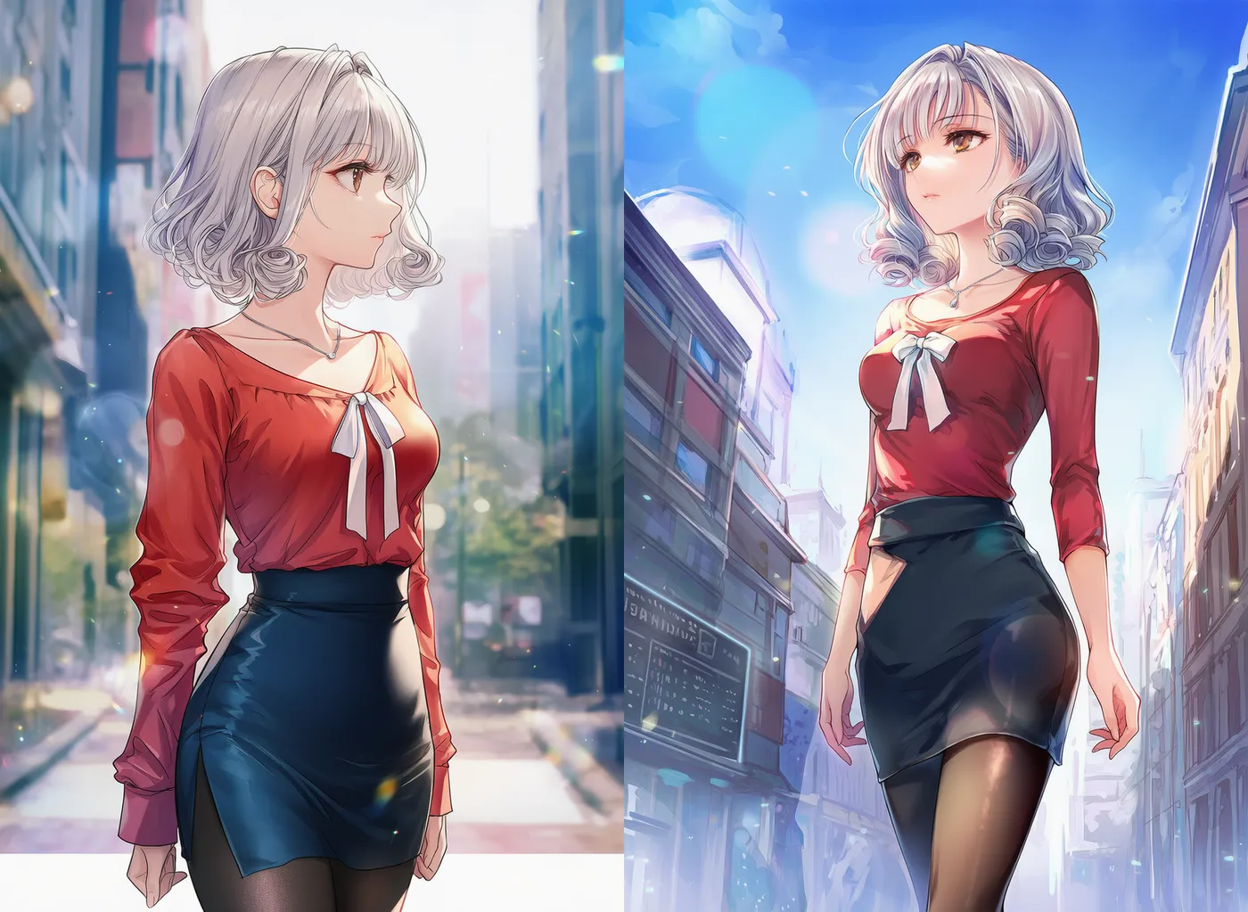昼間のホテル街の様子を再現したAIイラスト｜プロンプト紹介