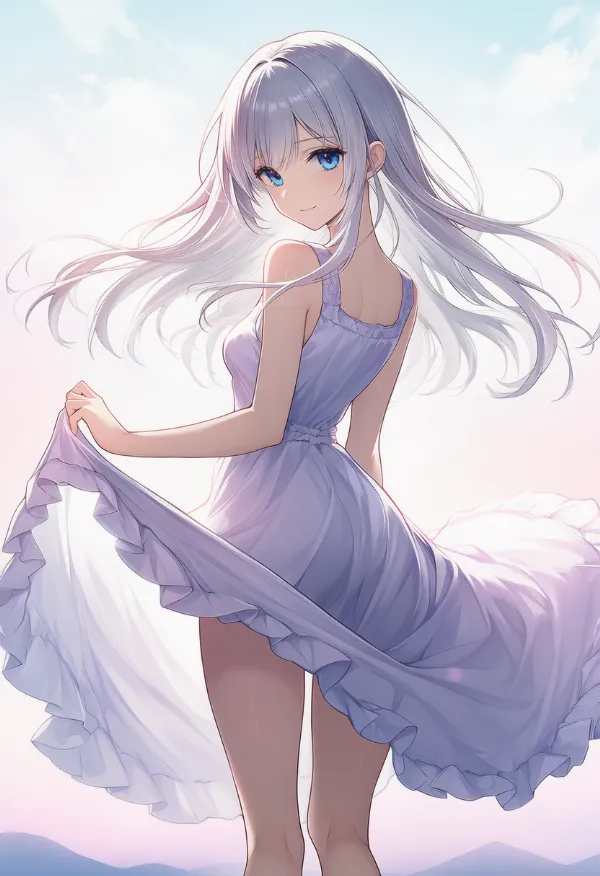 ラベンダーのドレスAIイラスト｜色指定プロンプト資料