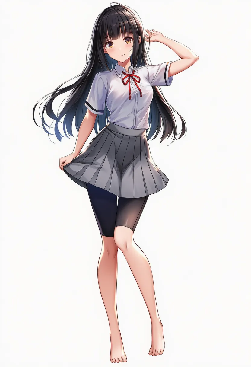 膝丈(ハーフ丈)のスパッツを履いた美少女AIイラスト