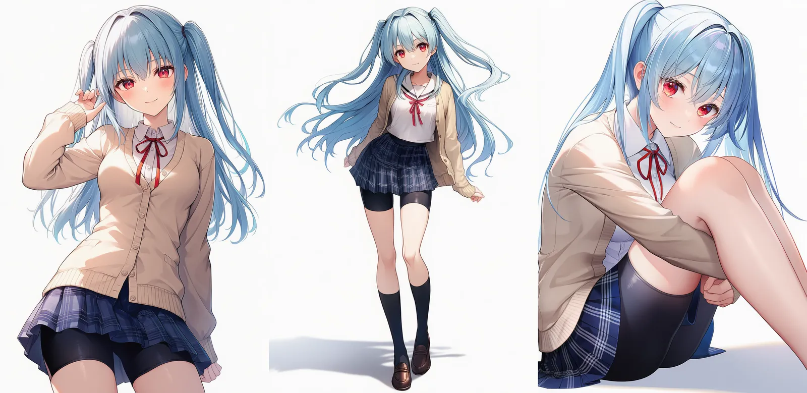 JK制服ミニスカ×スパッツ(くろぱん)|コーデプロンプト紹介