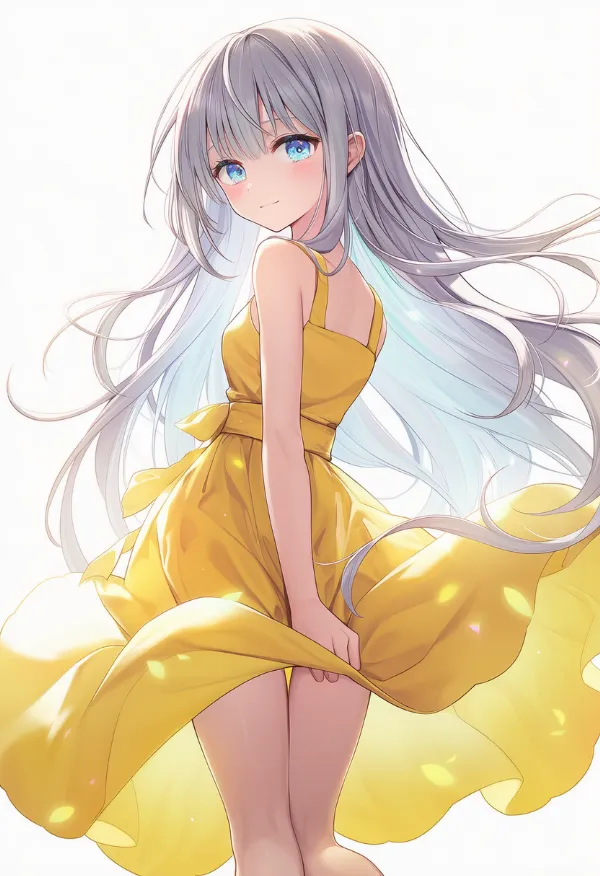 レモンイエローのドレスAIイラスト｜色指定プロンプト資料