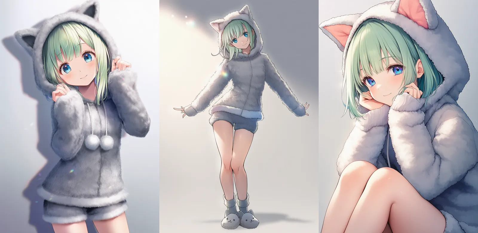 猫耳フーディ付きふわもこルームウェア|プロンプト紹介