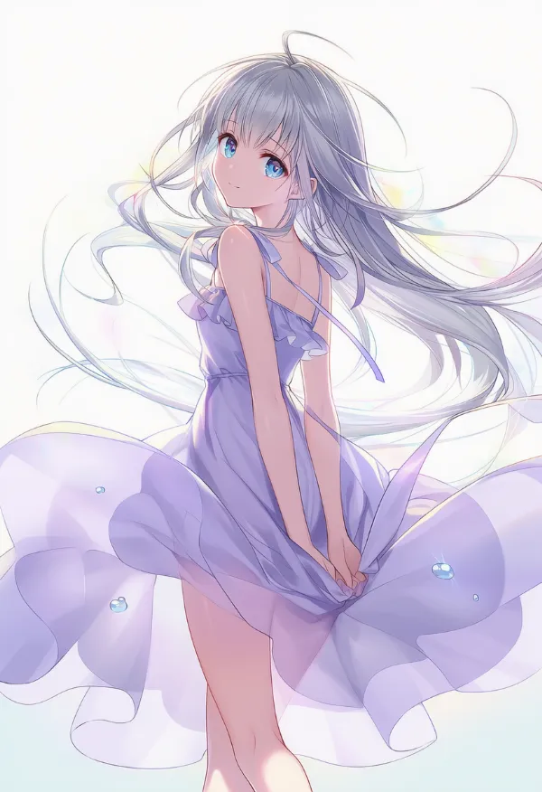 ライラックのドレスAIイラスト｜色指定プロンプト資料