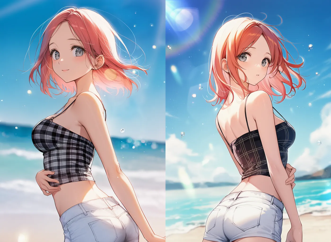 見返り美人のポーズをするAIグラビアアイドル｜プロンプト紹介