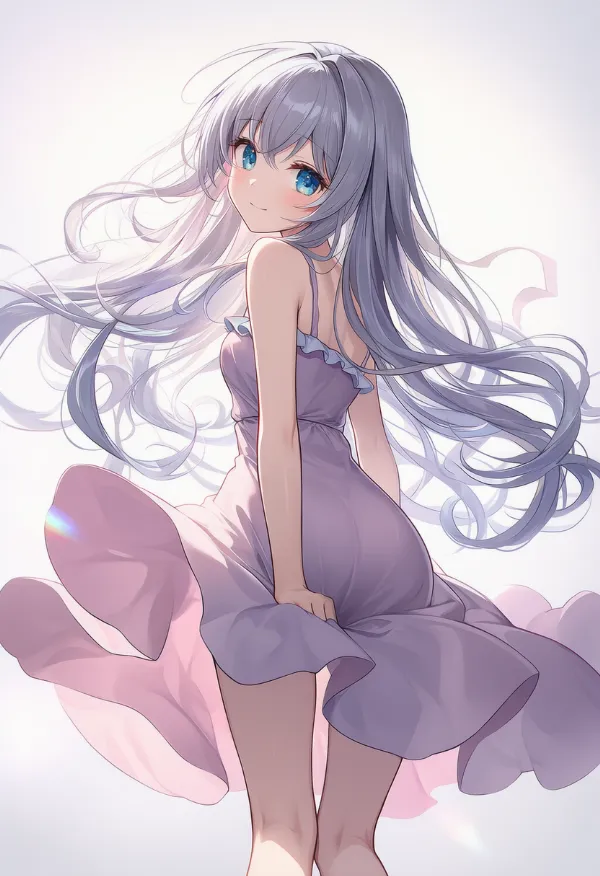 モーブ色のドレスAIイラスト｜色指定プロンプト資料