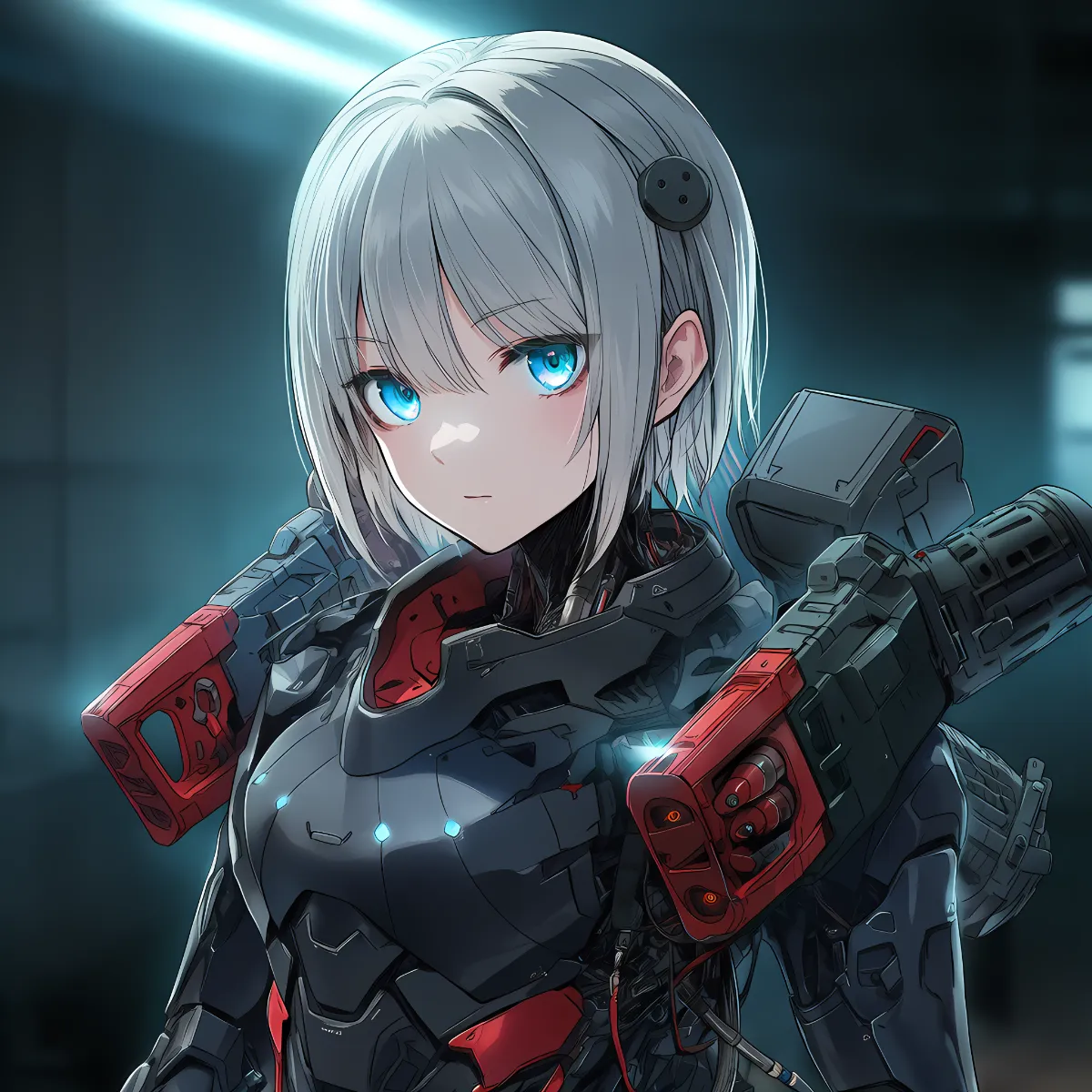 軍事兵器型メカ少女（配線むき出し）のAIイラスト作例-2｜プロンプト紹介