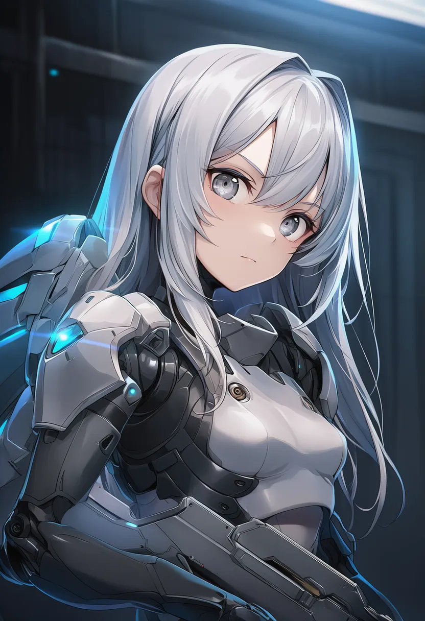 パワードスーツ型メカ少女のAIイラスト・作例-2（バストアップ）｜プロンプト紹介