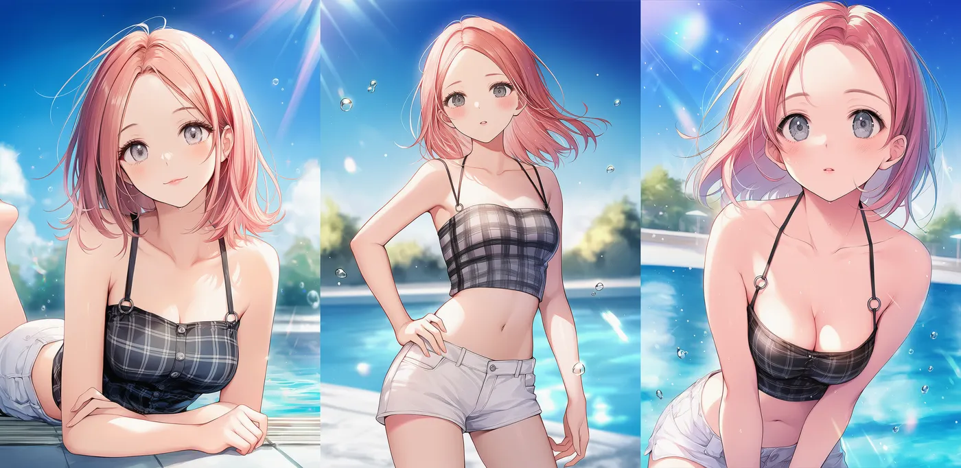 グラビアポーズをする美女のAIイラスト参考作例