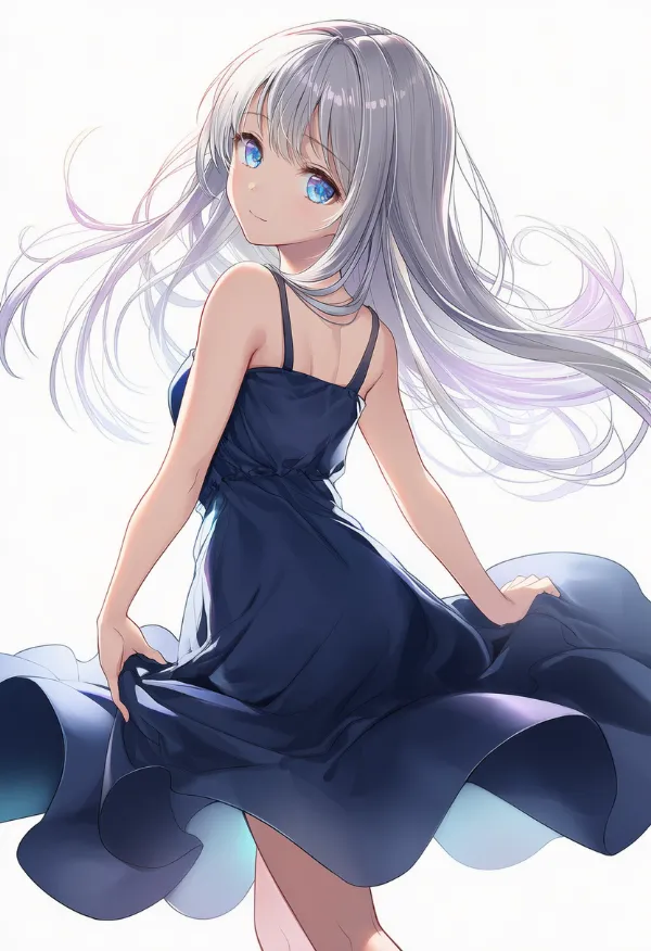 ミッドナイトブルーのドレスAIイラスト｜色指定プロンプト資料