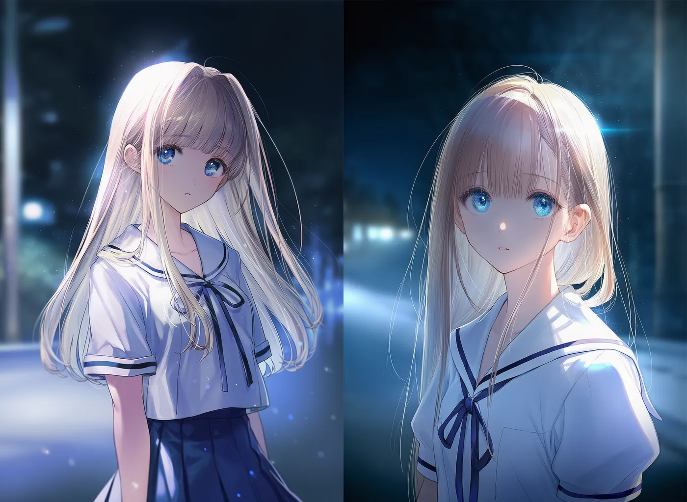 深夜の光の様子を詳細に再現したAIイラスト｜プロンプト紹介