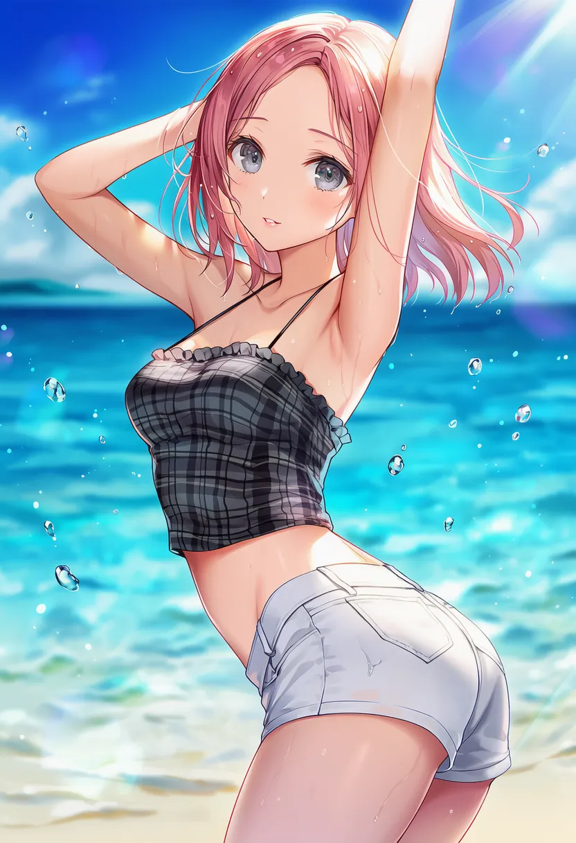 脇見せポーズをするAIグラビアアイドル｜プロンプト紹介