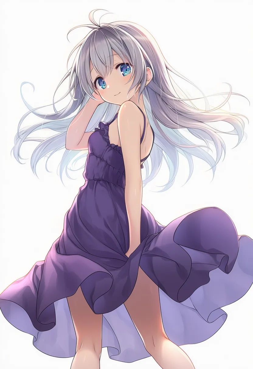 プラム色のドレスAIイラスト｜色指定プロンプト資料