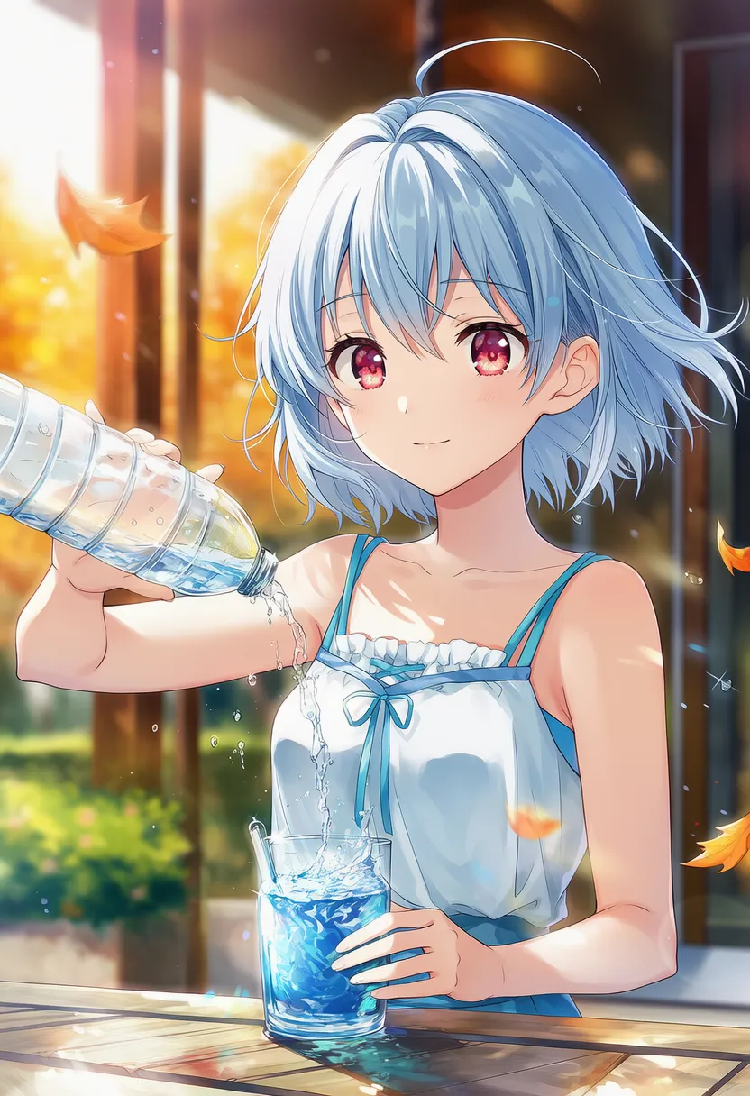 水をコップに注ぐ様子のAIイラスト｜プロンプト紹介
