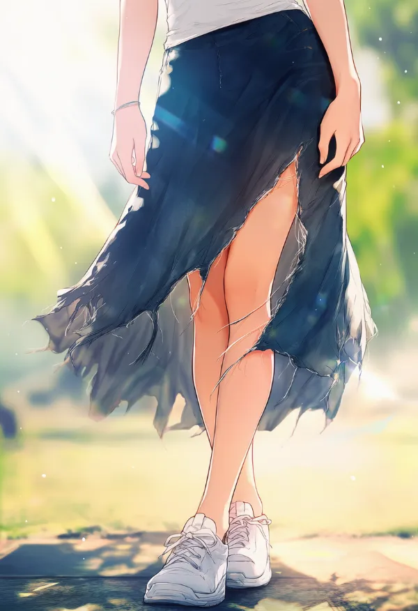 「ビリッ」と裂けた服を再現したAIイラストの作例｜プロンプト紹介