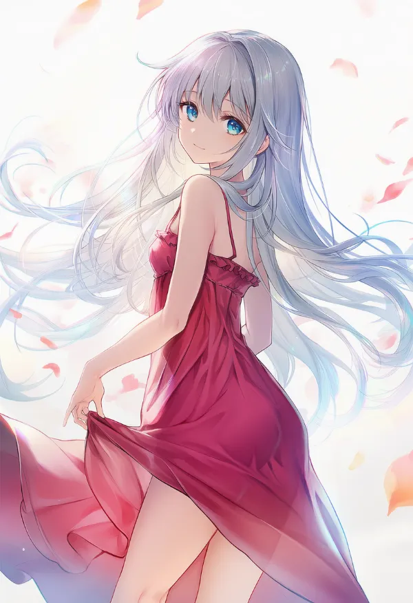 ローズレッドのドレスAIイラスト｜色指定プロンプト資料