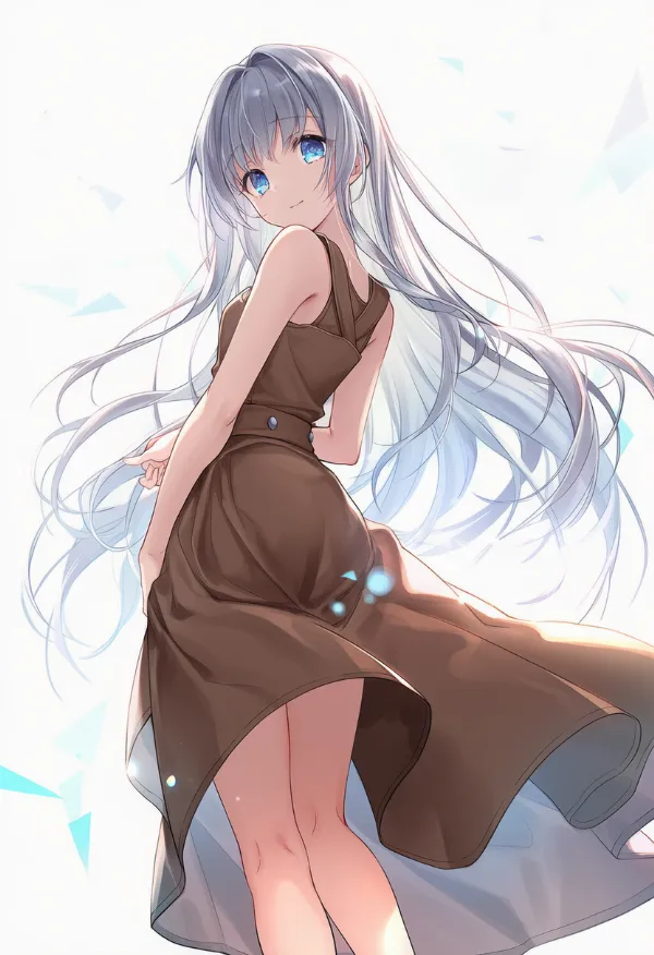 サドルブラウンのドレスAIイラスト｜色指定プロンプト資料