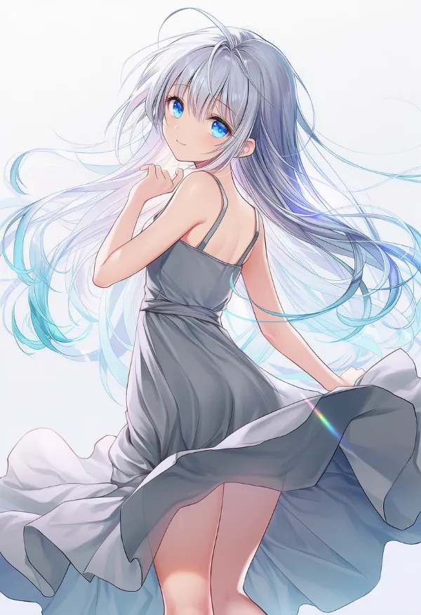 スレートグレーのドレスAIイラスト｜色指定プロンプト資料