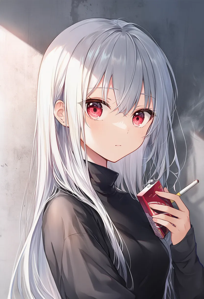 タバコの箱を持つ女性のAIイラスト｜プロンプト紹介