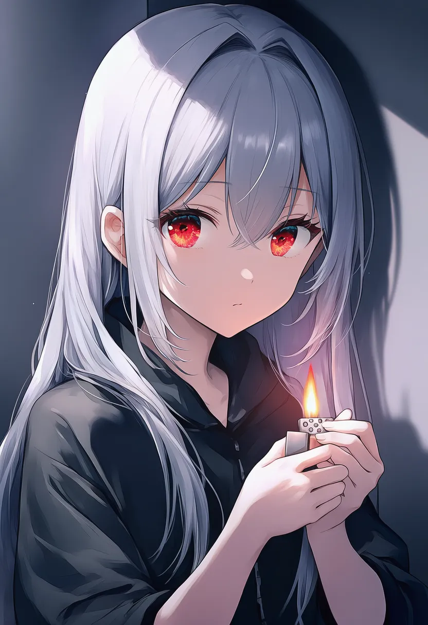 ジッポライターを持つ女性もAIイラスト｜プロンプト紹介