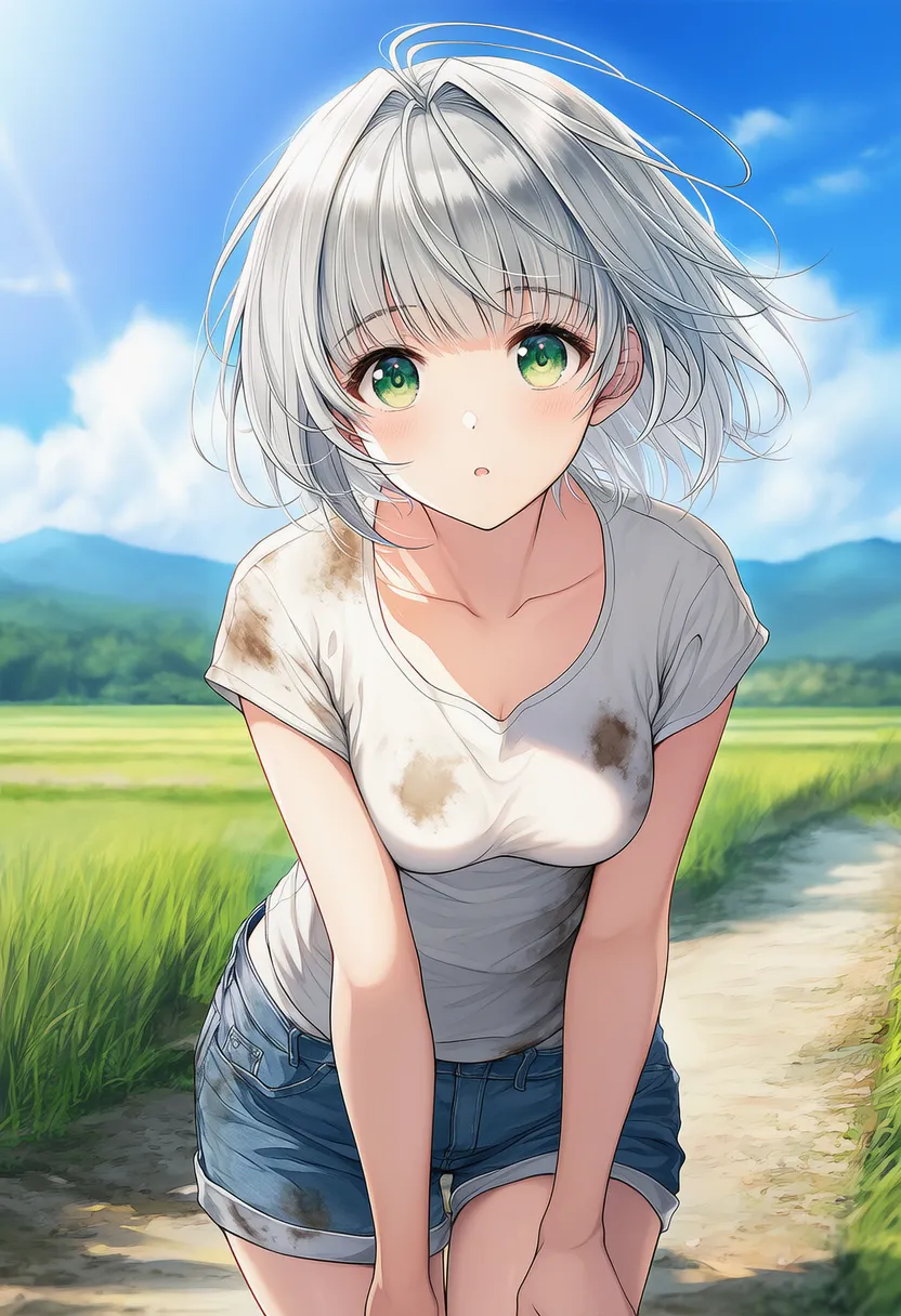 泥によって服が汚れた状態を再現したAIイラスト作例|プロンプト紹介