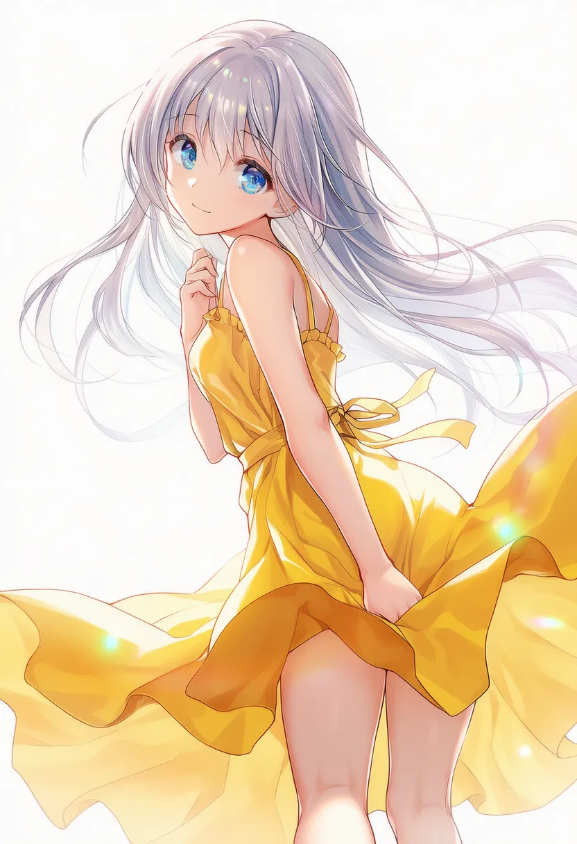 サンフラワー色のドレスAIイラスト｜色指定プロンプト資料