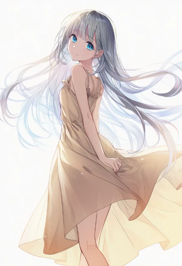 タン色のドレスAIイラスト｜色指定プロンプト資料