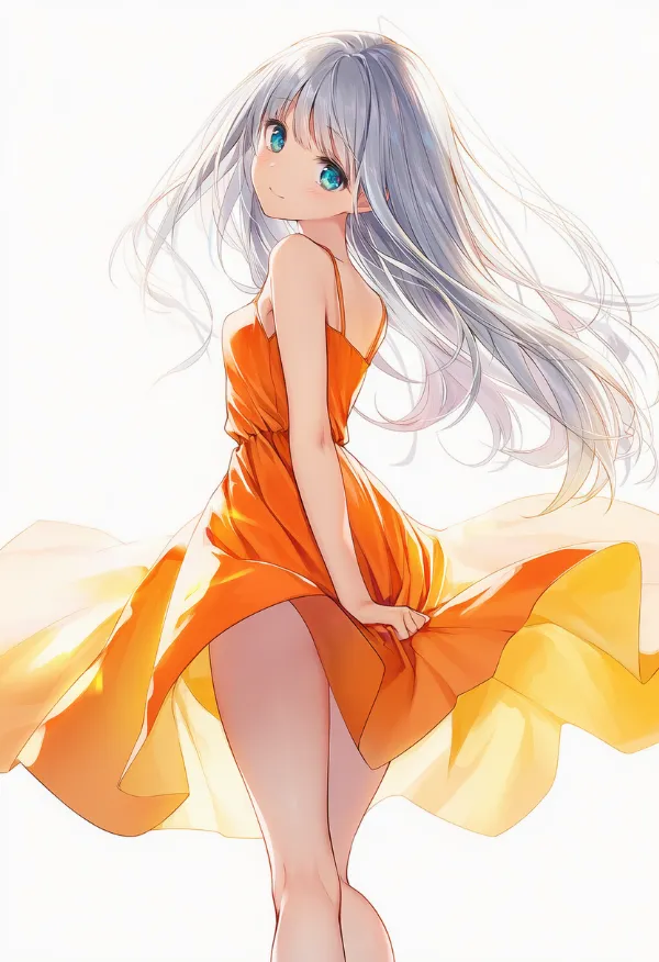タンジェリンのドレスAIイラスト｜色指定プロンプト資料