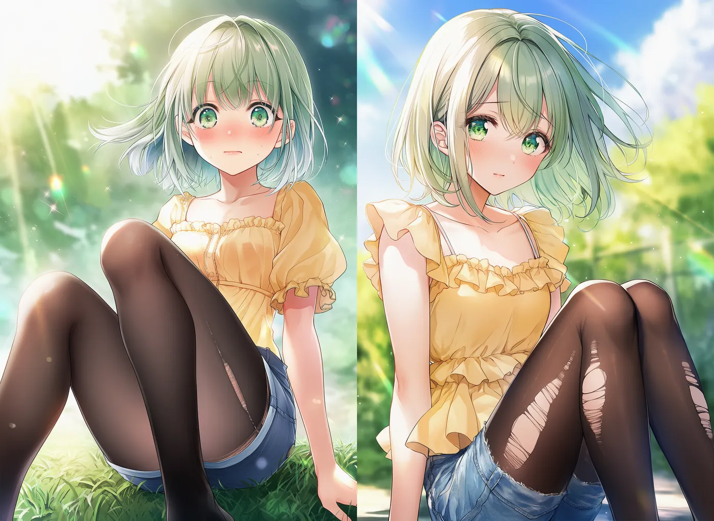 伝線したストッキング・破れたパンストを再現したAIイラスト｜プロンプト紹介