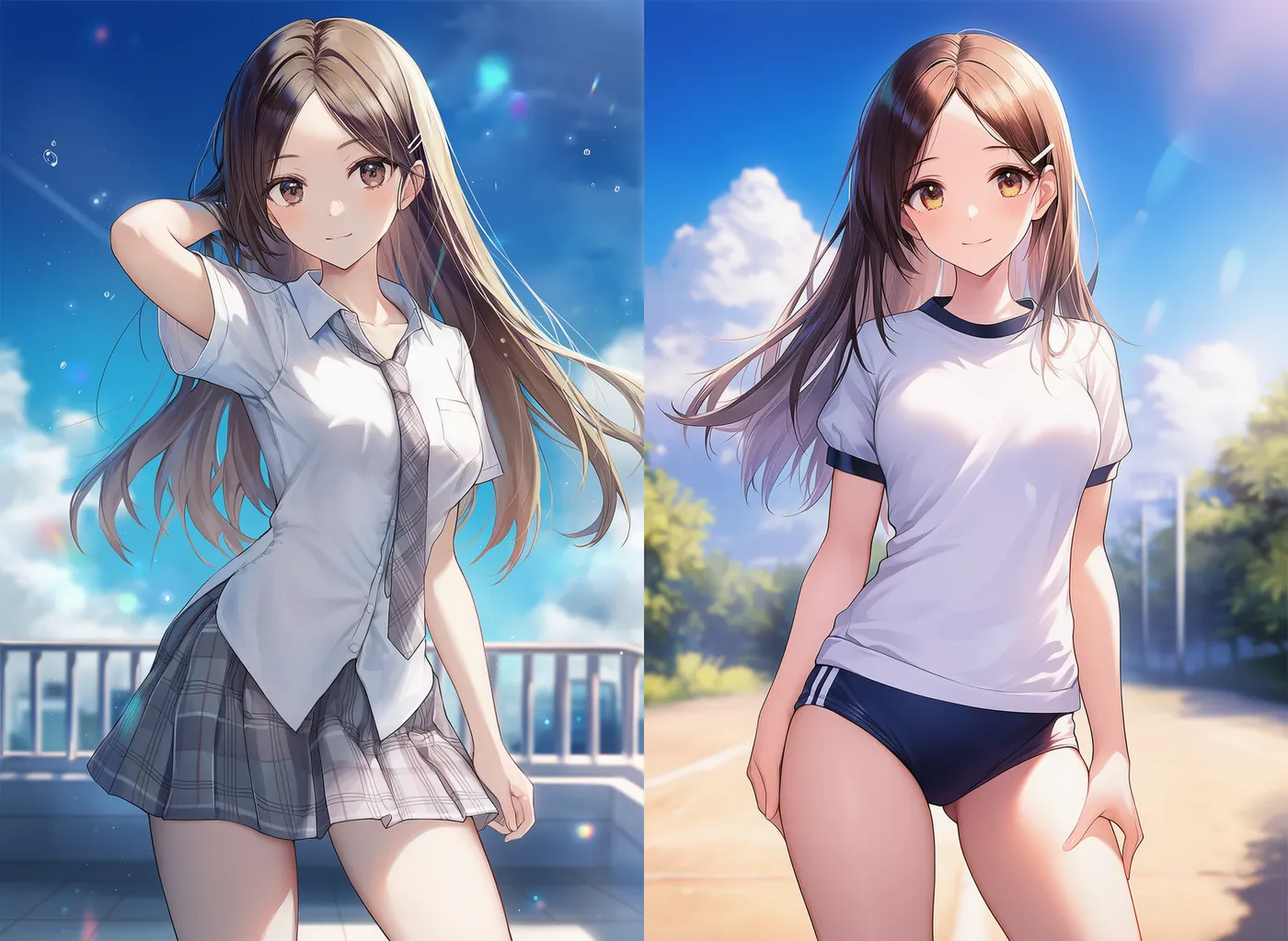 シャツの裾を出した服のAIイラスト作例|プロンプト紹介